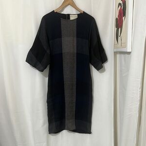 Stephan Schneider Linen Cotton Mix Grey and Blue Dress a104